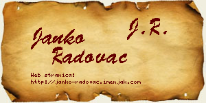 Janko Radovac vizit kartica
